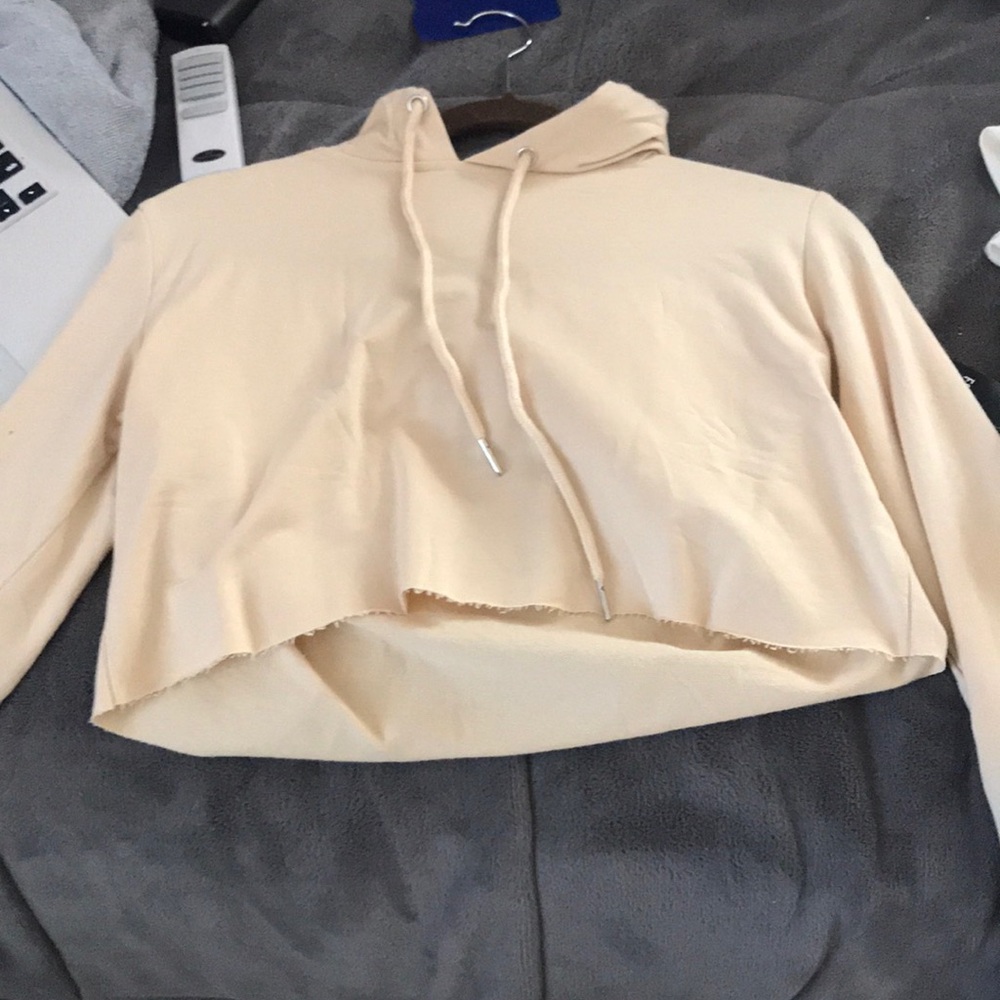 Cropped tan hoodie sweatshirt